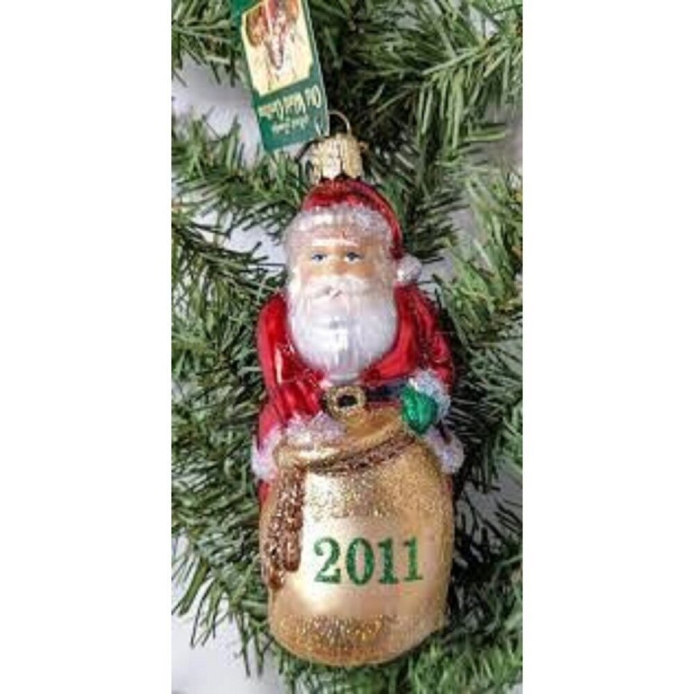 Old World Christmas OWC Hand Painted Red Hand-Blown Glass Ornament Santa 2011